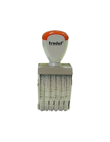 Numeroteur trodat classic line sp-1556t boitier acier nickele 6 bandes caoutchouc sans plaque texte hauteur chiffre 5mm.