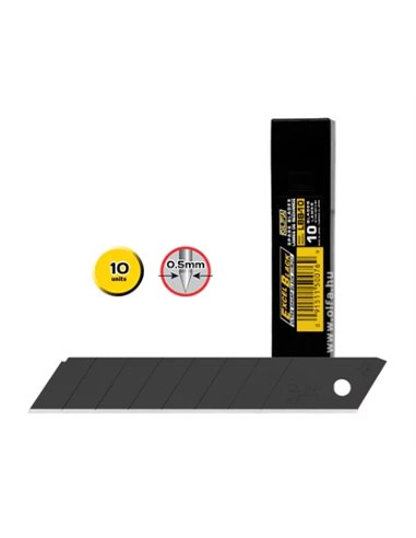 Lot de 10 lames de rechange noires pour cutter Olfa - 8 segments - Largeur 18 mm