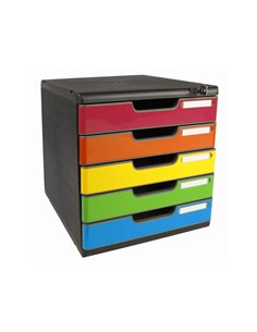 Module classement exacompta modulo iderama 5 tiroirs fermeture a cle coloris arlequin.