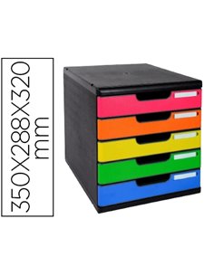 Module classement exacompta modulo iderama 5 tiroirs a4+ 350x288x320mm coloris noir/arlequin glossy.