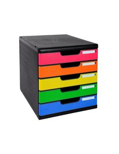 Module classement exacompta modulo iderama 5 tiroirs a4+ 350x288x320mm coloris noir/arlequin glossy. 2