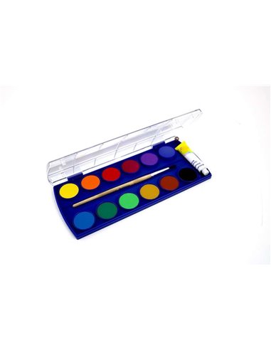 Aquarelles scolaires Pelikan - 12 couleurs - Aquarelle scolaire F355 - Boîte de 12 couleurs + 1 pinceau - Faciles à diluer - Rés