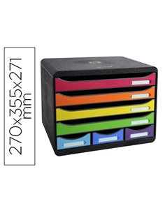 Module classement exacompta store-box maxi ecoblack 4+3 tiroirs 270x355x271mm coloris arlequin.