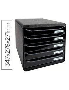 Module classement exacompta big-box plus 5 tiroirs monobloc ultra rigide a4+ 347x278x271mm coloris noir glossy.