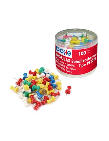 Boîte de 100 aiguilles de marquage Dohe - Tête en plastique - Pointe en métal de qualité supérieure - Couleurs assorties