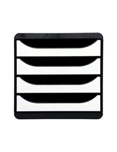 Module classement exacompta big box 4 tiroirs ouverts monobloc ultra rigide 347x278x267mm coloris noir/blanc glossy. 2