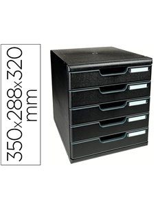 Module classement exacompta modulo ecoblack 5 tiroirs a4+ 350x288x320mm coloris noir.