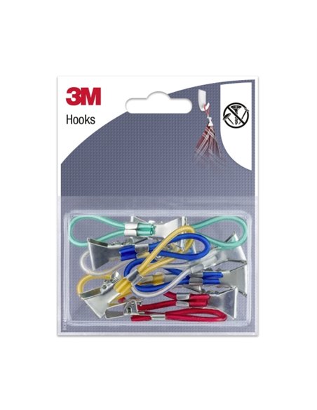 Lot de 10 boucles de suspension avec clips 3M - Clip multi-usages - Couleurs assorties