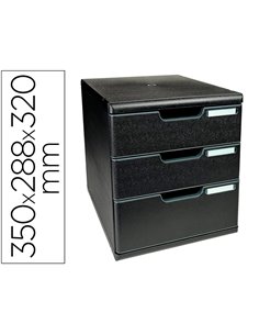 Module classement exacompta modulo ecoblack 3 tiroirs a4+ 350x288x320mm coloris noir.