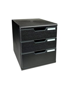 Module classement exacompta modulo ecoblack 3 tiroirs a4+ 350x288x320mm coloris noir. 2