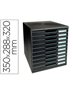 Module classement exacompta modulo ecoblack 10 tiroirs a4+ 350x288x320mm coloris noir.