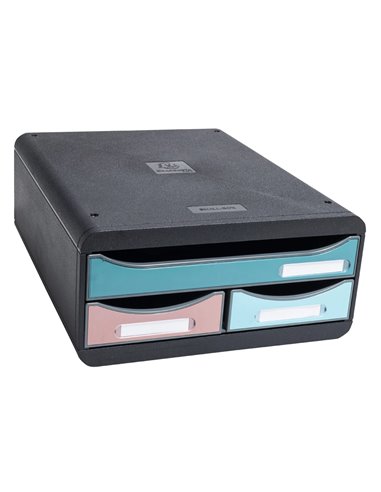 Module classement exacompta small box skandi 3 tiroirs coloris assortis.