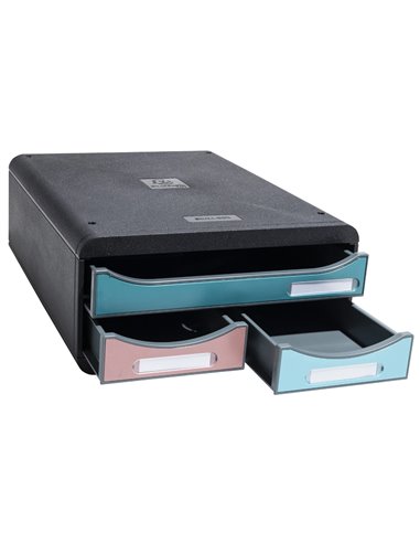 Module classement exacompta small box skandi 3 tiroirs coloris assortis.