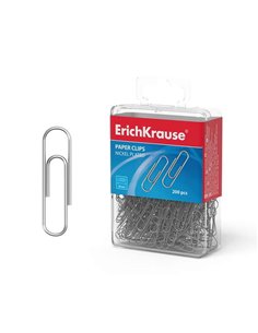 Boîte de 200 clips métalliques nickelés Erichkrause 28 mm - Haute résistance et durabilité - Résistants à la corrosion - Couleur