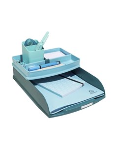 Corbeille courrier exacompta combo styli skandi a4+ superposable verticale/escalier coloris bleu pacifique. 2