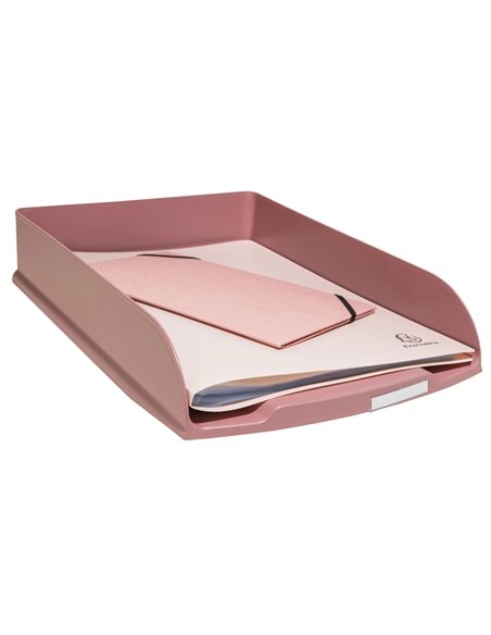 Corbeille courrier exacompta combo styli skandi a4+ superposable verticale/escalier coloris vieux rose.
