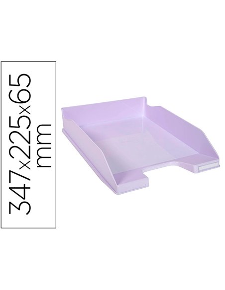 Corbeille a courrier exacompta combo midi pour documents a4 mauve pastel glossy.