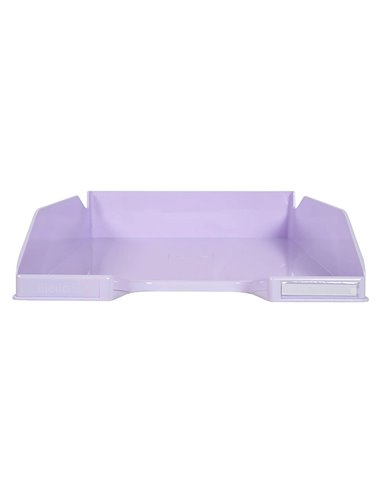 Corbeille a courrier exacompta combo midi pour documents a4 mauve pastel glossy.