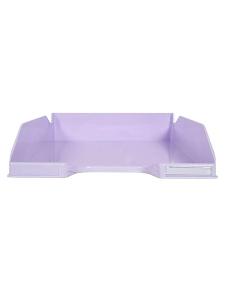 Corbeille a courrier exacompta combo midi pour documents a4 mauve pastel glossy.