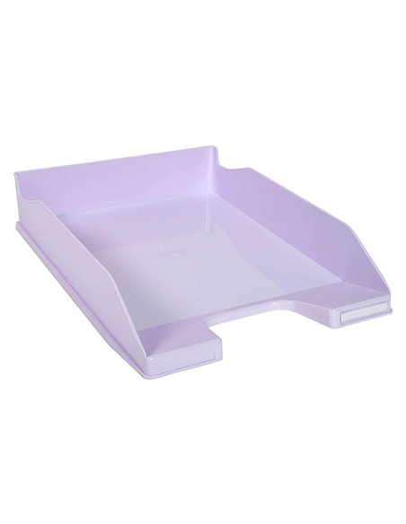 Corbeille a courrier exacompta combo midi pour documents a4 mauve pastel glossy.