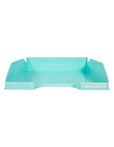 Corbeille a courrier exacompta combo midi pour documents a4 vert pastel glossy.