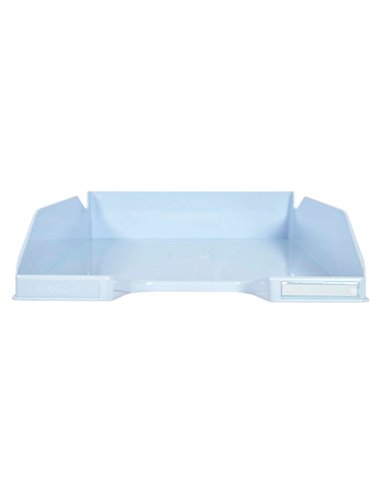 Corbeille a courrier exacompta combo midi pour documents a4 bleu pastel glossy.