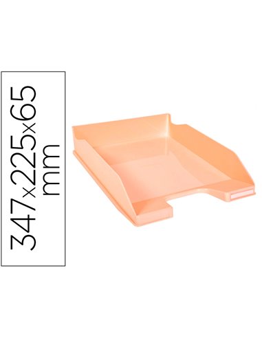 Corbeille a courrier exacompta combo midi pour documents a4 pastel corail glossy.