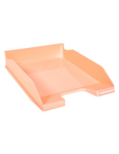 Corbeille a courrier exacompta combo midi pour documents a4 pastel corail glossy.