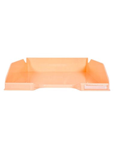 Corbeille a courrier exacompta combo midi pour documents a4 pastel corail glossy.