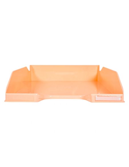 Corbeille a courrier exacompta combo midi pour documents a4 pastel corail glossy.