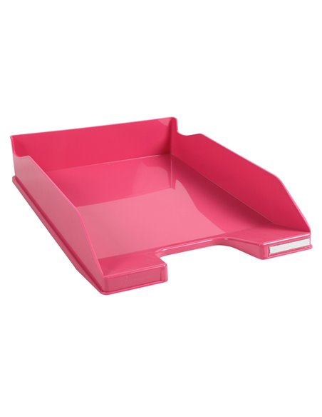 Corbeille courrier exacompta midi-combo iderama superposable verticale/escalier coloris framboise brillant.