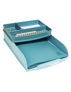 Corbeille courrier exacompta combo styli skandi a4+ superposable verticale/escalier coloris bleu givre. 2