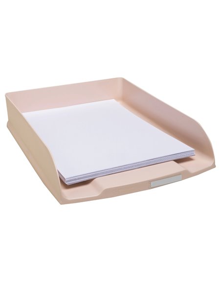 Corbeille courrier exacompta combo styli skandi a4+ superposable verticale/escalier coloris nude.