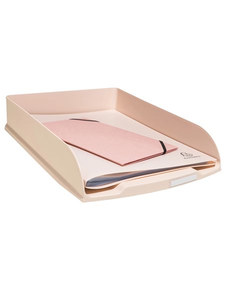 Corbeille courrier exacompta combo styli skandi a4+ superposable verticale/escalier coloris nude.