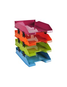 Corbeille courrier exacompta midi-combo iderama superposable verticale/escalier coloris assortis.