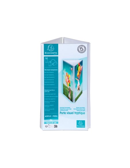 Porte-visuel exacompta triptyque acrylique dl vertical coloris cristal.