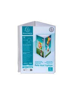 Porte-visuel exacompta triptyque acrylique a6 vertical coloris cristal.