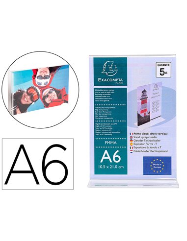 Porte visuel exacompta a6 droit vertical cristal.