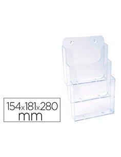 Distributeur exacompta polystyrene format a5 veertical 3 compartiments transparent.