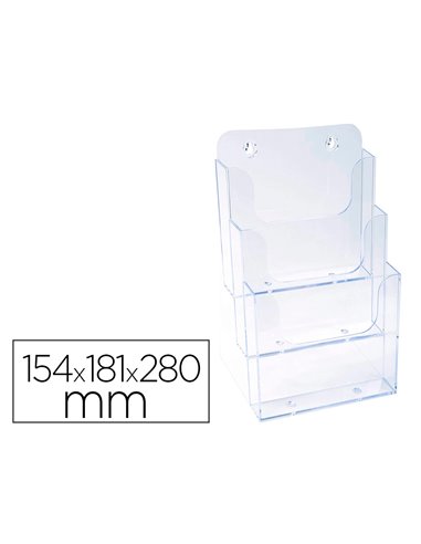 Distributeur exacompta polystyrene format a5 veertical 3 compartiments transparent.