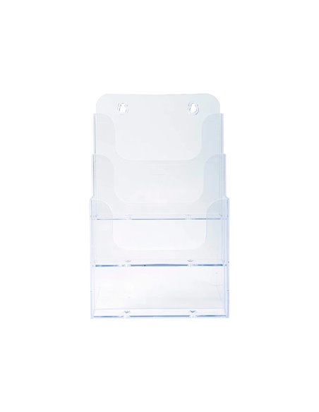 Distributeur exacompta polystyrene format a5 veertical 3 compartiments transparent.