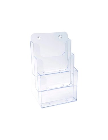 Distributeur exacompta polystyrene format a5 veertical 3 compartiments transparent.