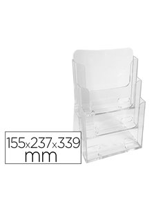 Distributeur exacompta polystyrene format a4 veertical 3 compartiments transparent.