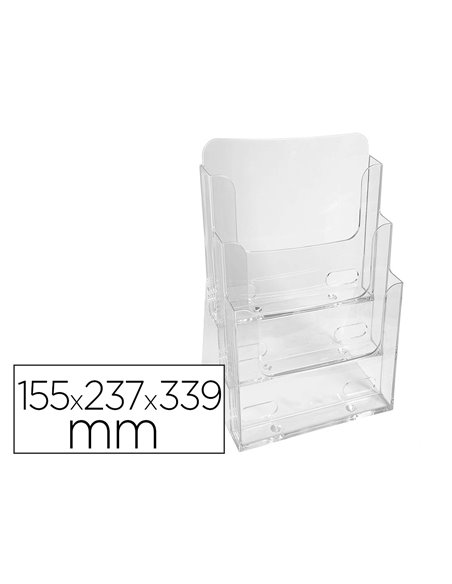 Distributeur exacompta polystyrene format a4 veertical 3 compartiments transparent.