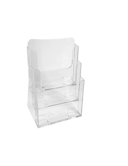 Distributeur exacompta polystyrene format a4 veertical 3 compartiments transparent.