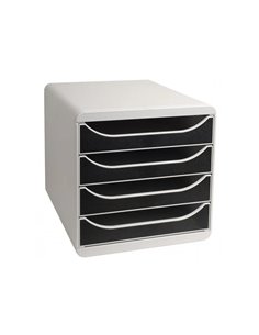 Module classement exacompta big box 4 tiroirs 347x278x267mm monobloc ultra-rigide coloris gris.
