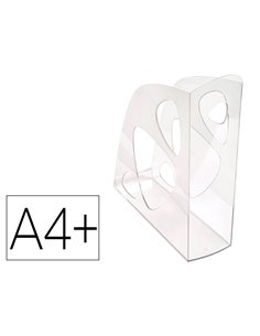 Porte-revues exacompta ecomag polystyrène solide stable format a4+ oeillet préhension cristal.