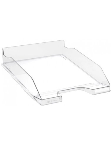 Corbeille a courrier exacompta combo midi polystyrene solide stable superposable a4+ 347x255x65mm cristal glossy.