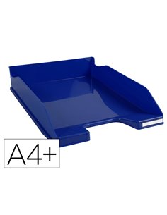 Corbeille a courrier exacompta bee blue plastique recycle a4+ superposable capacite 500f coloris bleu marine.