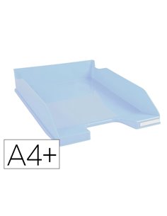 Corbeille a courrier exacompta bee blue plastique recycle a4+ superposable capacite 500f coloris bleu clair.
